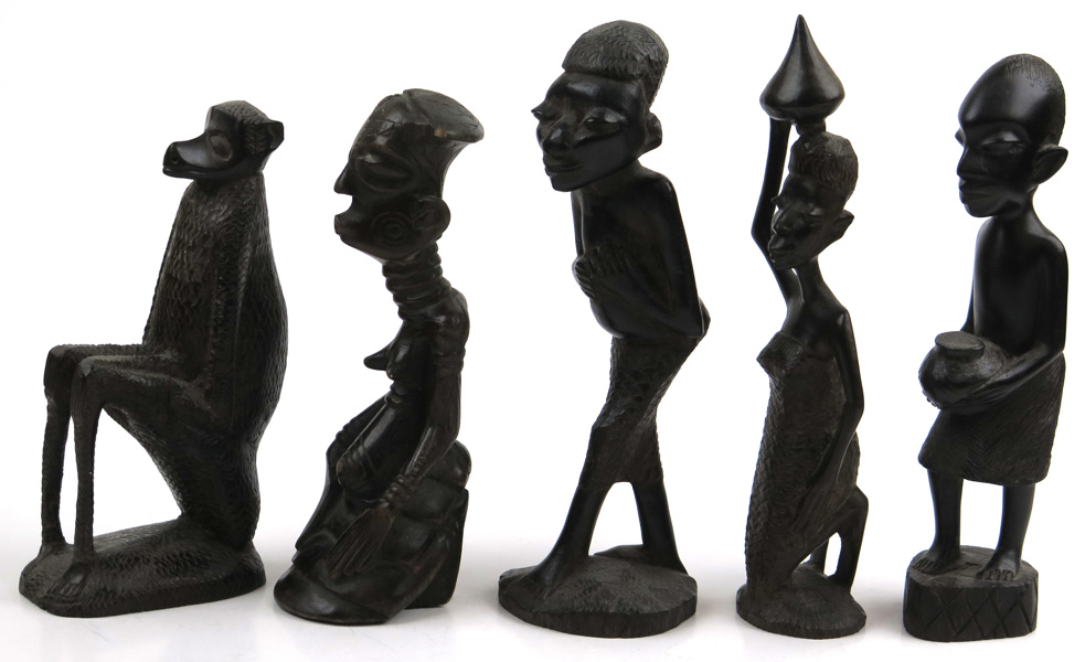 Skulpturer, 5 st, skuret trä, Västafrika, 1900-talets 2 hälft, _4489a_8d88c7d8894f2fd_lg.jpeg