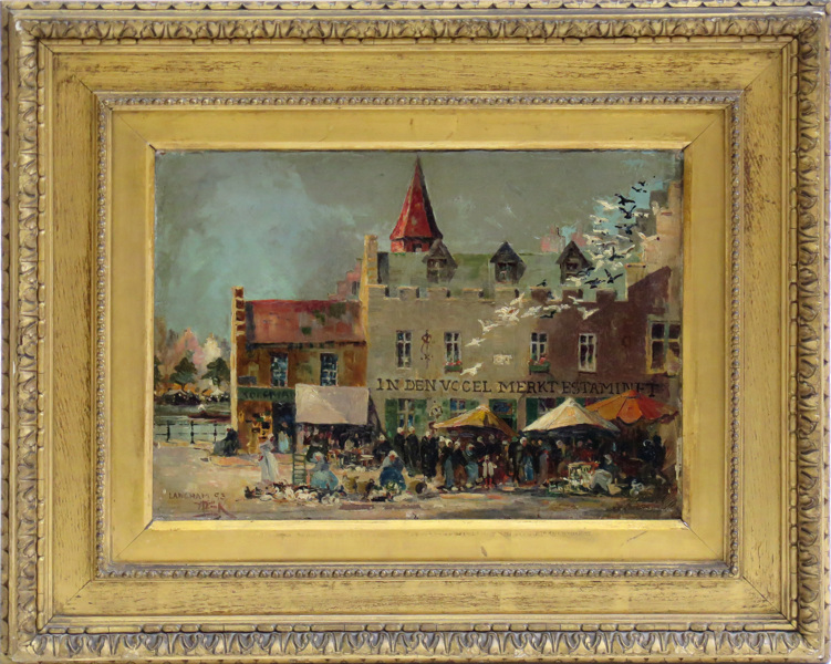 Okänd konstnär, sekelskiftet 1900, olja, värdshuset In de Vogelmark vid Huidenvettersplein, Brügge, _4833a_lg.jpeg