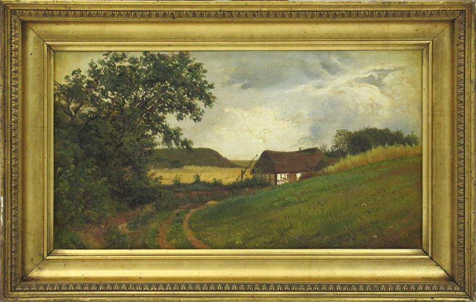 Okänd dansk konstnär, 1800-tal, olja, hus i landskap, _5079a_8d89d17d96a0a29_lg.jpeg