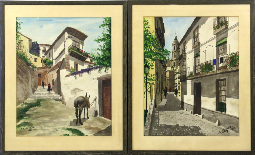 Sesmero, Mariano, akvareller, 2 st, motiv från Málaga, _5713a_8d8b96f01193285_lg.jpeg