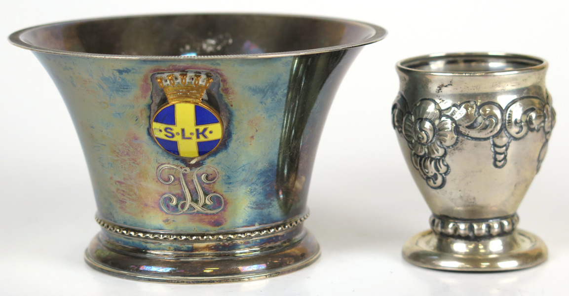 Okänd designer för NM Thune, Kristiania (Oslo), äggkopp, silver, 1910-20-tal, medföljer skål silver, total vikt 160 gram,_5718a_8d8bacfab0a3a85_lg.jpeg