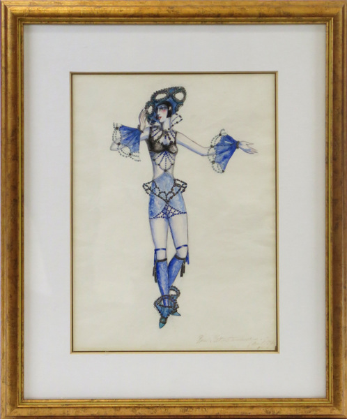 Seltenhammer, Paul, akvarell med paljettapplikationer, kvinnlig dansare - kostymskiss till Follies Bergères, _5803a_8d8bc7821f25efd_lg.jpeg