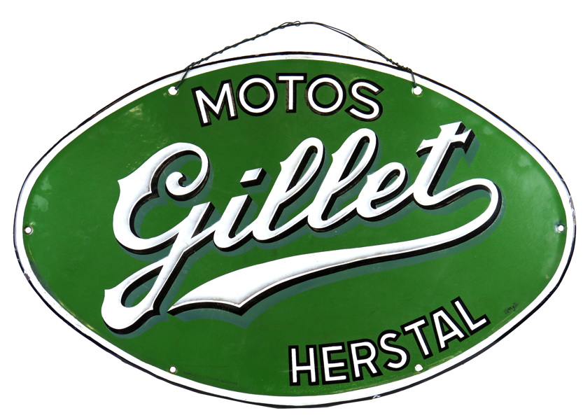 Reklamskylt, emaljerat järn, Belgien, 1930-tal, "Motos Gillet" Herstal, _5930a_8d8bfc402c5e4ff_lg.jpeg