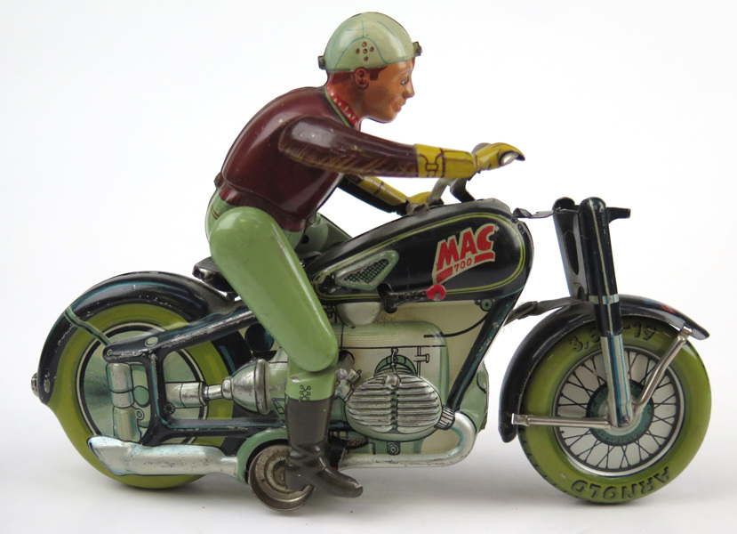 Mekanisk leksak, litograferad plåt, motorcykel, Arnold MAC 700, 1950-60-tal, _6421a_8d8c46677a58bf4_lg.jpeg