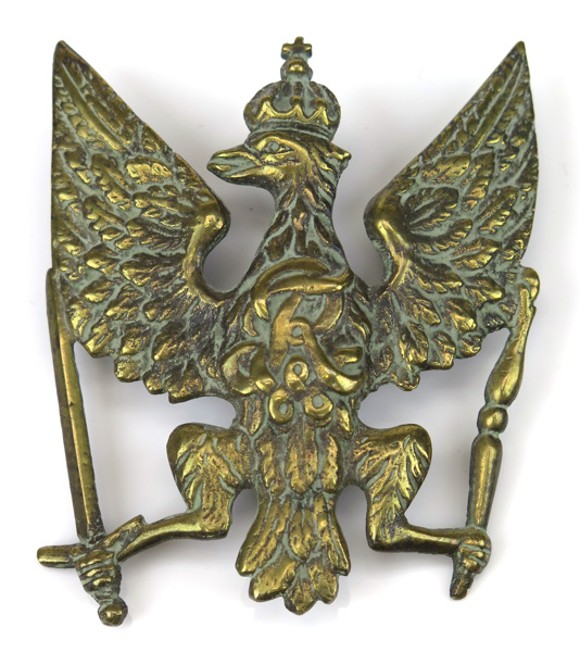 Möss(?)märke, brons, Preussen, 1700-tal, dekor av örn med Fredriks Wilhelm av Preussen monogram, _6670a_8d8d34eff1c7123_lg.jpeg