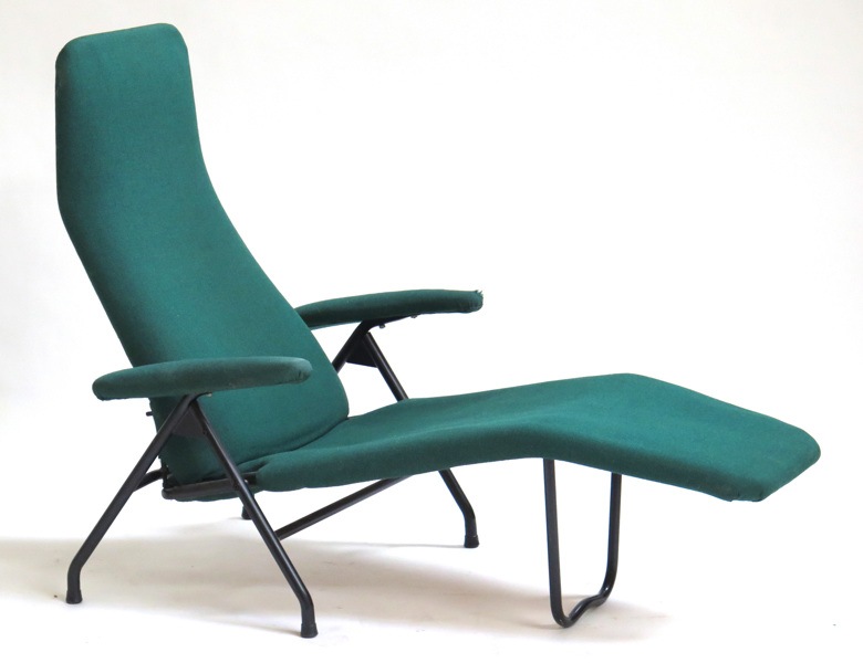 Okänd designer, 1950-60-tal, däcks/trädgårdsstol, svartlackerad metall med grön textilklädsel, _7671a_lg.jpeg