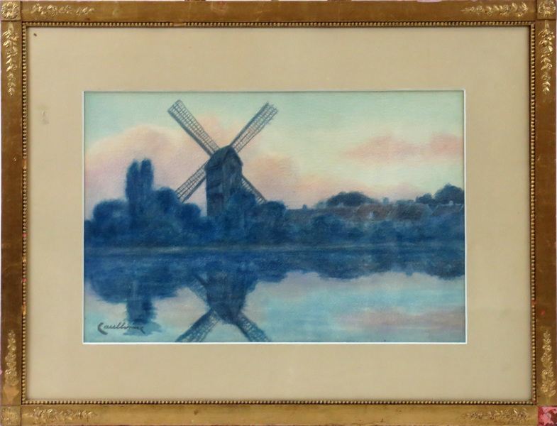 Okänd fransk konstnär, sekelskiftet 1900, pastell, flodlandskap med vindmölla,_7757a_8d8eeef1ffd95c4_lg.jpeg