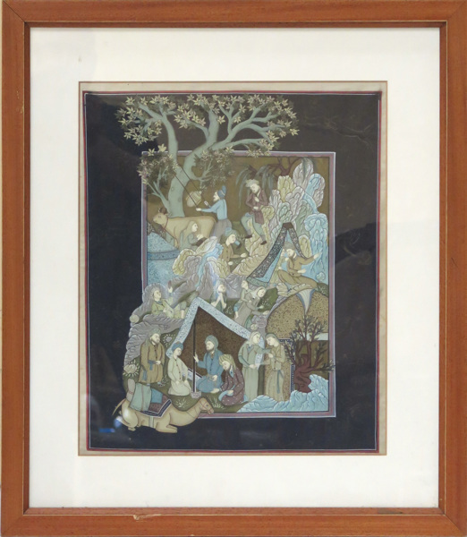 Okänd indo-persisk konstnär, 1900-tal, gouache på siden, komposition med personer och djur,_8162a_lg.jpeg